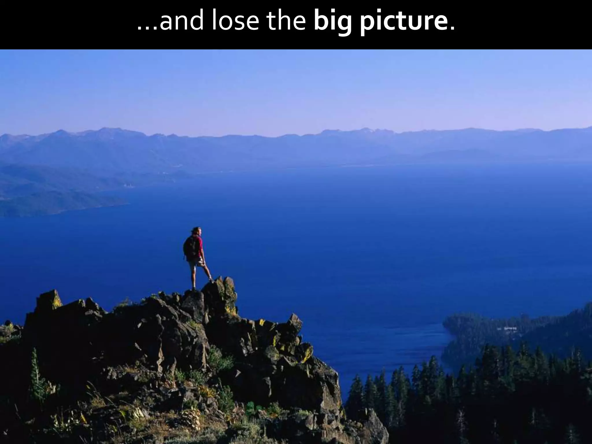 …and lose the big picture.
 