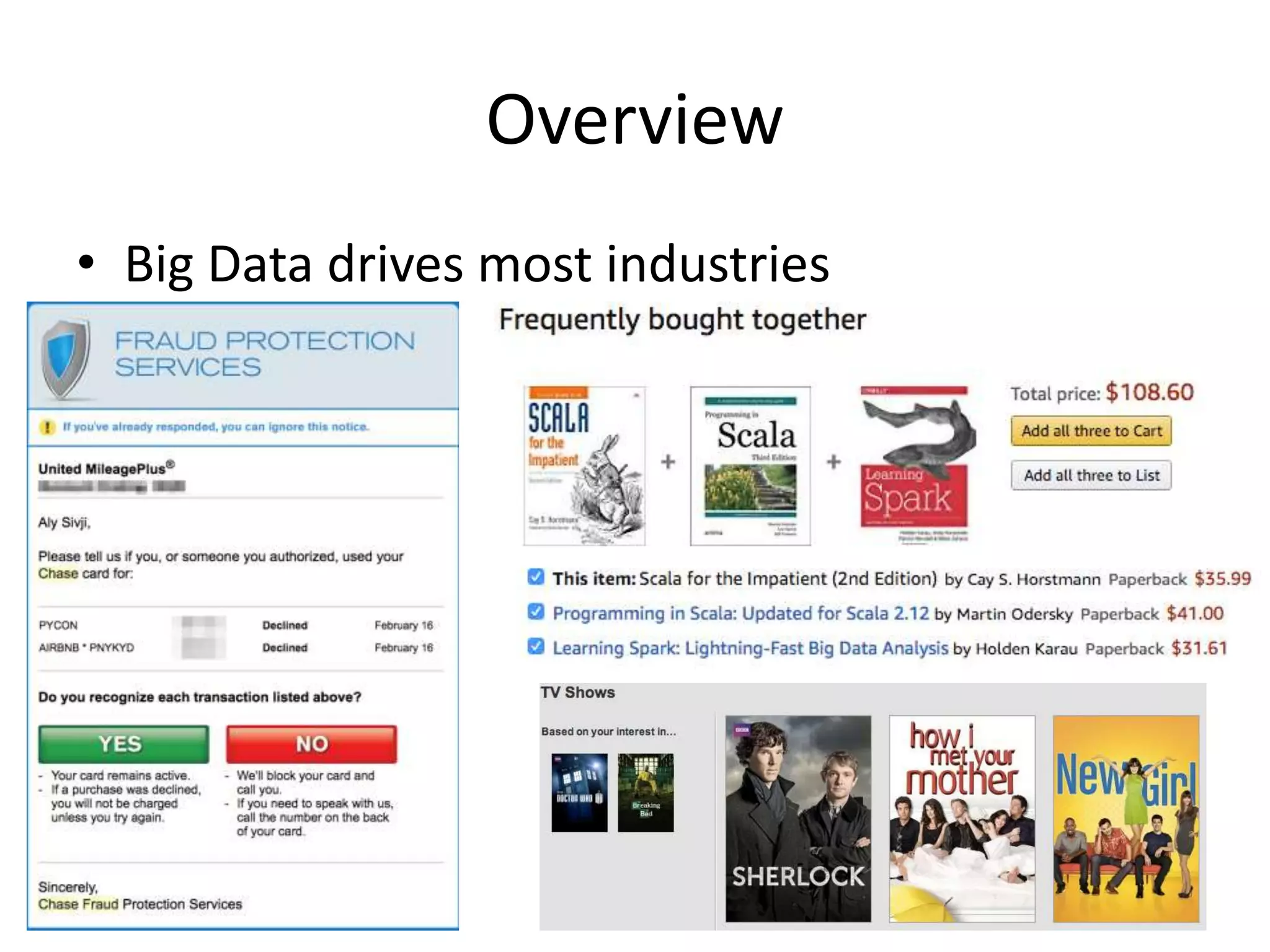 Overview
• Big Data drives most industries
 