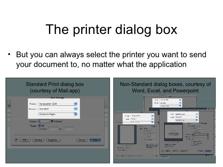 Using the Mac OS X print dialog