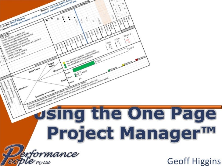 using the one page project manager onepage project manager