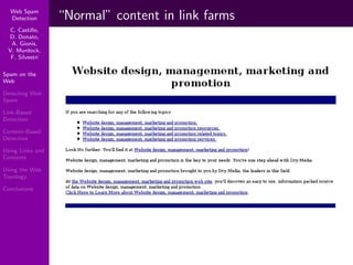 Using Topology to Identify Spam (SIGIR 2007)