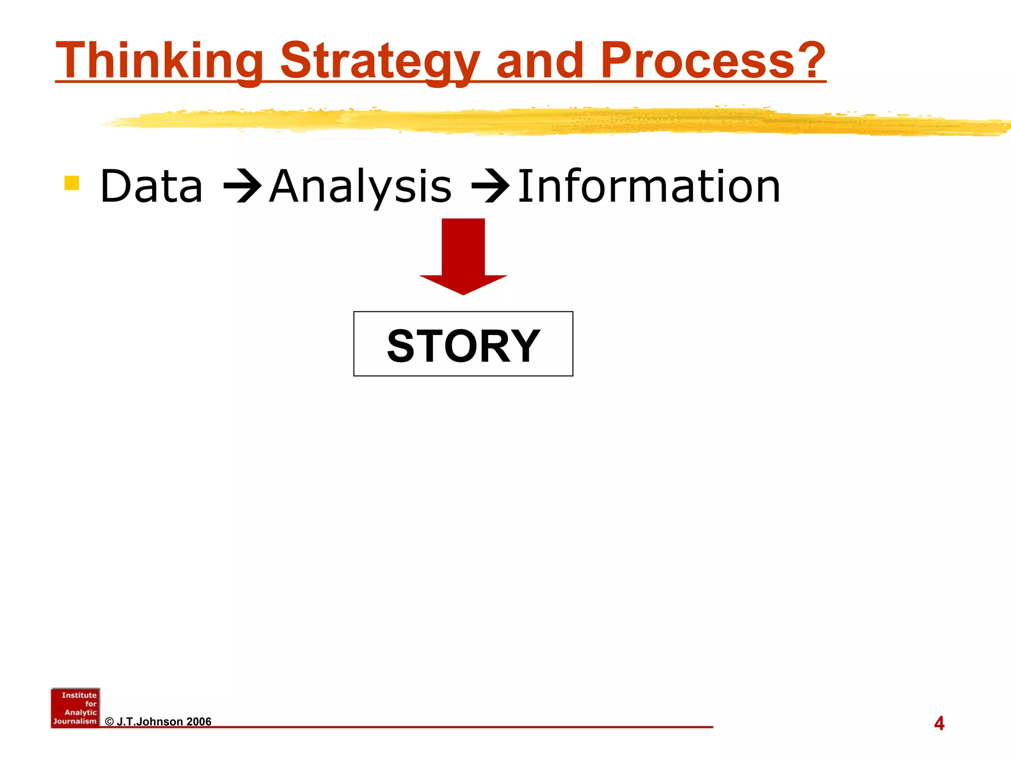 Thinking Strategy and Process? Data   Analysis   Information STORY 