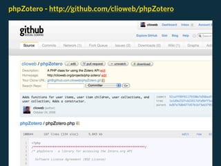 phpZotero - http://github.com/clioweb/phpZotero
 
