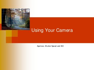 Using Your Camera
Aperture, Shutter Speed and ISO
 