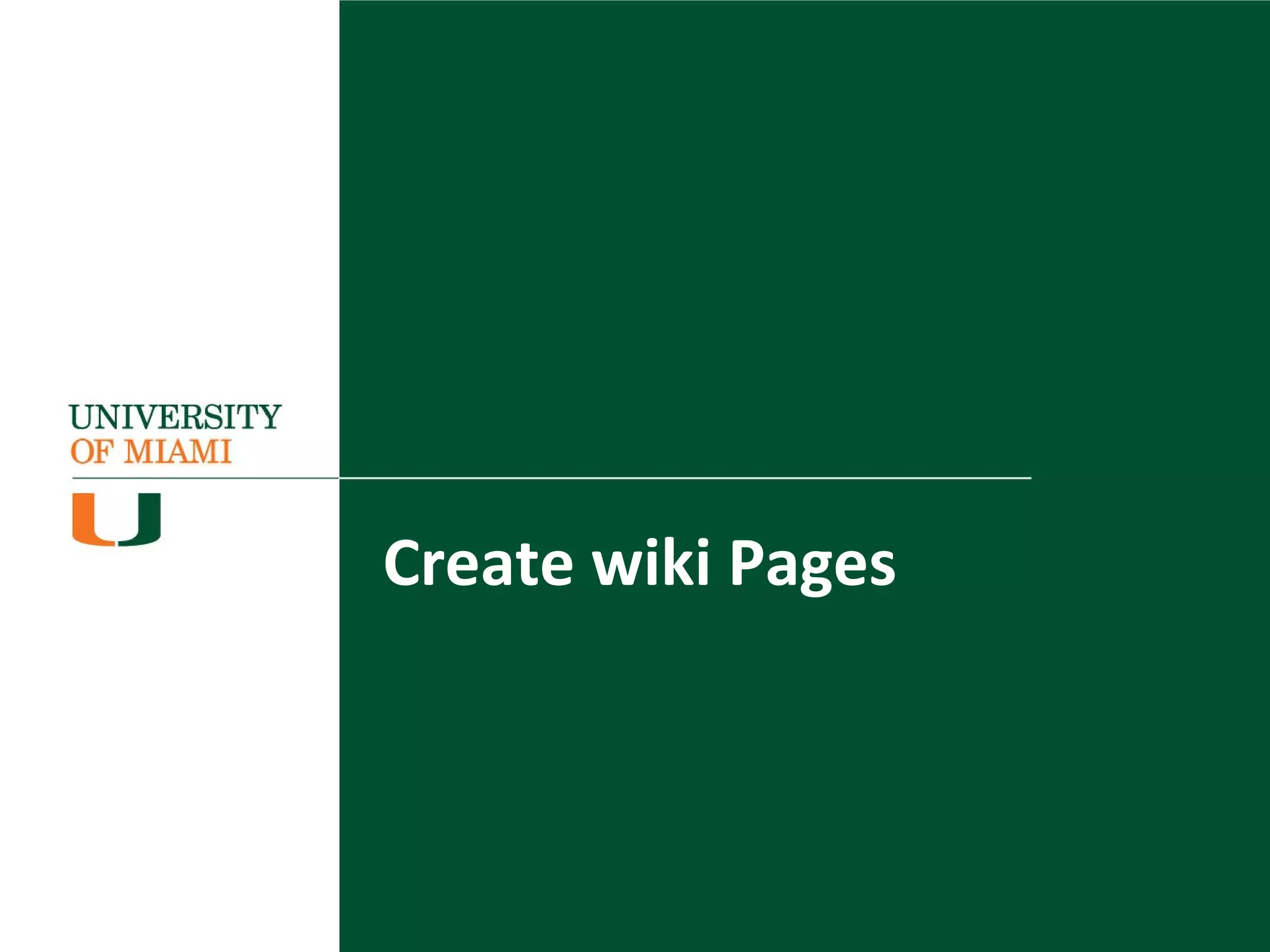 Create wiki Pages
 
