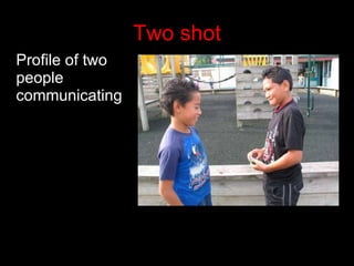 Two shot Profile of two people communicating 