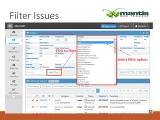 Filter Issues
Click to filter
Select filter option
 