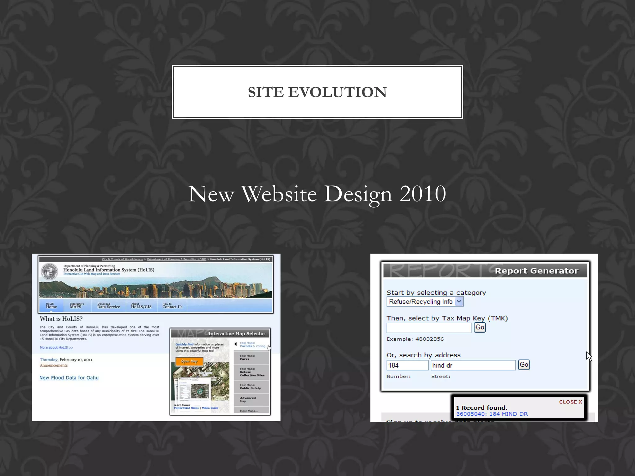SITE EVOLUTION




New Website Design 2010
 