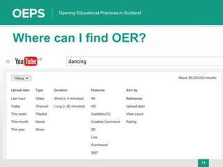 14
Opening Educational Practices in Scotland
Where can I find OER?
 
