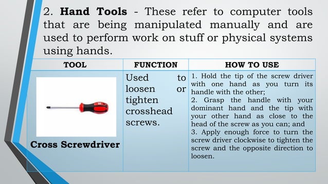 Using and Maintaining hand tools PPT.pptx | First Aid | Injuries