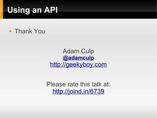 Using an API