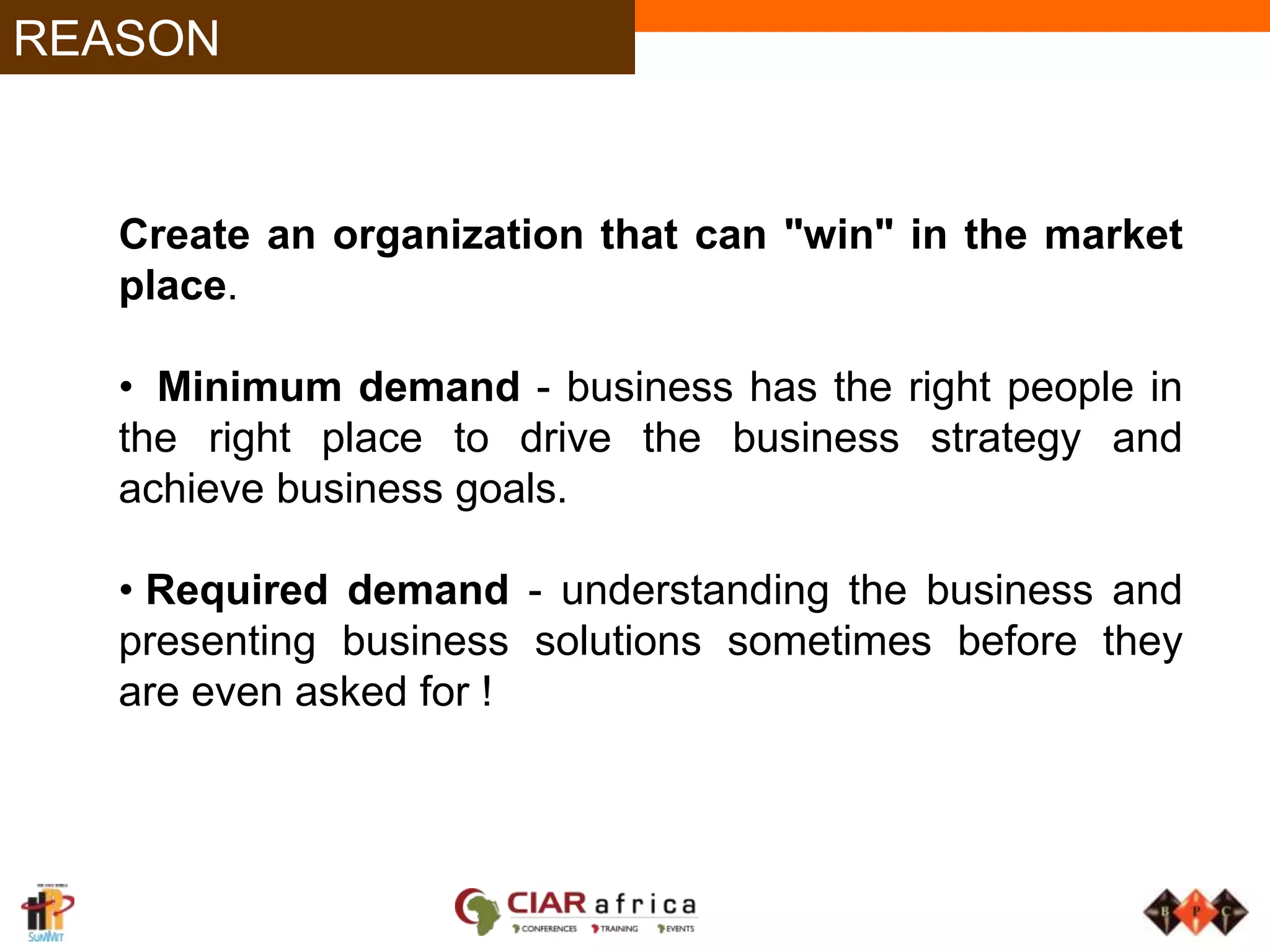   Shares the responsibility for the business goals 