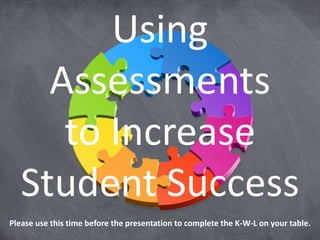 Using Assessments
to Increase Student
Success
 