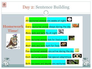 Day 2: Sentence Building
Homework
Time!
 
