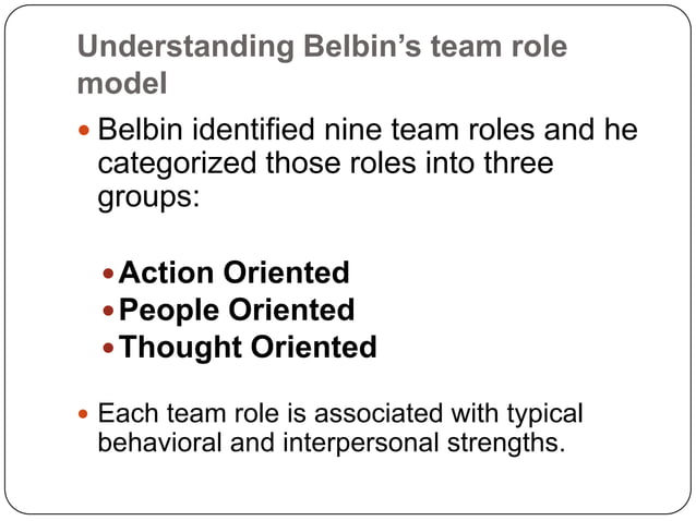 Using Belbin’s Team Role Model | PPTX | Resume Writing and Advice | Job ...