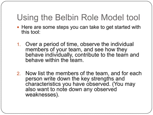 Using Belbin’s Team Role Model | PPTX | Resume Writing and Advice | Job ...