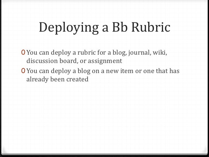 Blackboard How Rubric