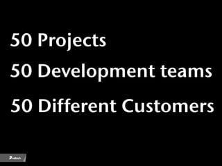 50 Projects
50 Development teams
50 Different Customers
 