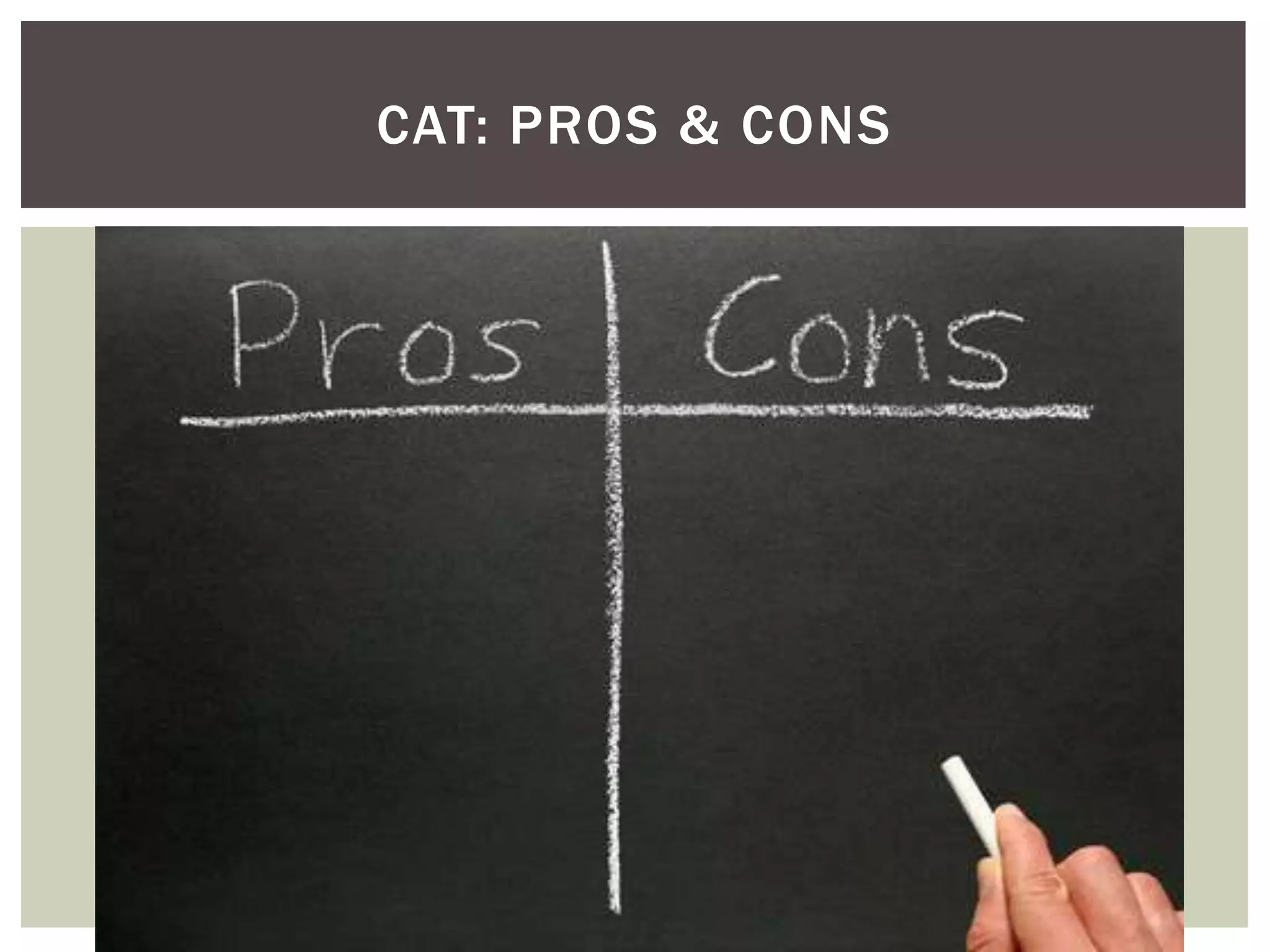 CAT: PROS & CONS
 