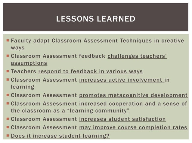 Using Classroom Assessment Techniques | PPTX | Educational Assessment ...