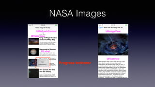 NASA Images
UITableView
UILabel
UIImageViewUIRefreshControl
UITextView
Progress Indicator
 