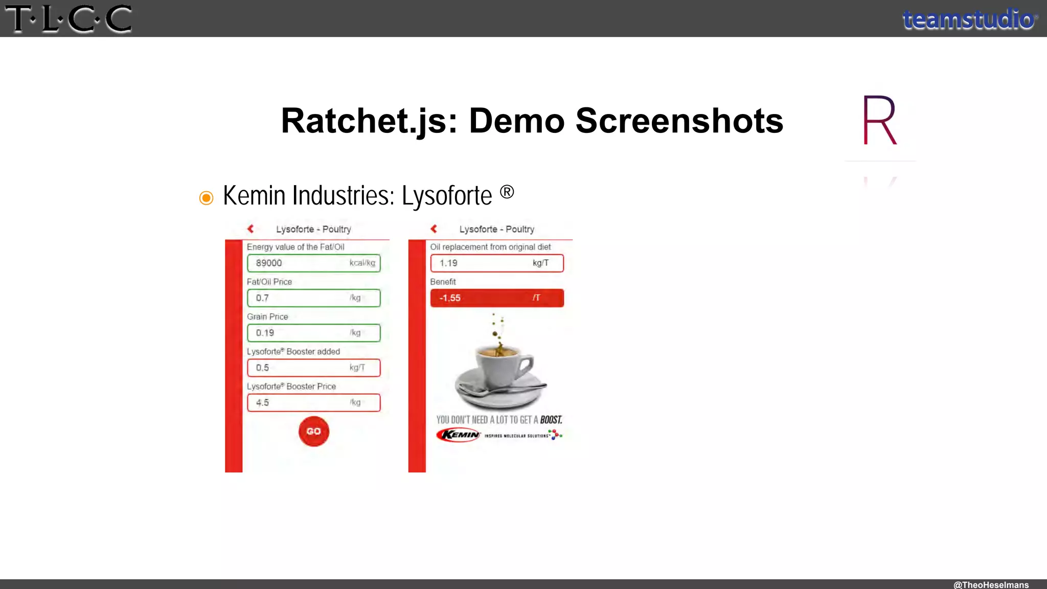 @TheoHeselmans
Ratchet.js: Demo Screenshots
๏ Kemin Industries: Lysoforte ®
 