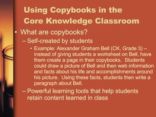 Using Copybooks In The Core Knowledge Classroom | PPT