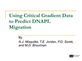 By N.J. Misquitta, T.E. Jordan, P.D. Sorek, and M.D. Brourman Using Critical Gradient Data to Predict DNAPL Migration 