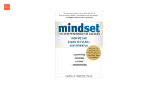 Fixed Mindset Growth Mindset
Belief that abilities, intelligence
and talents are ﬁxed traits.
Belief that abilities, intel...
