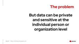 @ghaff https://bitmason.blogspot.com
3
But data can be private
and sensitive at the
individual person or
organization level
The problem
 