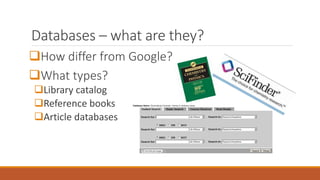 Using ‘databases’ to find chemical information | PPTX