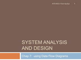 SYSTEM ANALYSIS
AND DESIGN
Chap 7: using Data Flow Diagrams
1AITS-MCA- Kiran Ajudiya
 