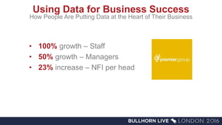 Using Data for Business Success
• 100% growth – Staff
• 50% growth – Managers
• 23% increase – NFI per head
How People Are Putting Data at the Heart of Their Business
 