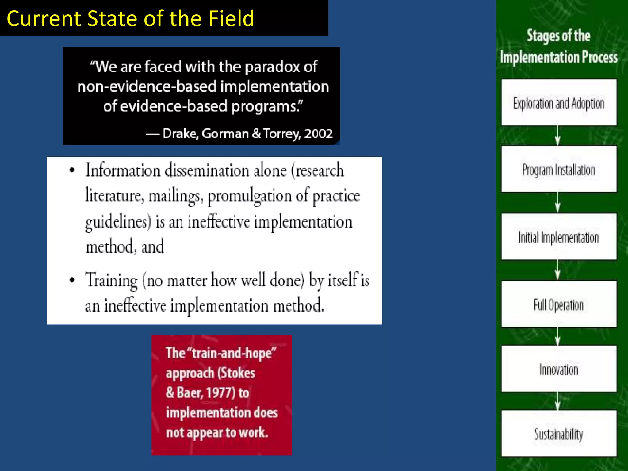 Current State of the Field
 