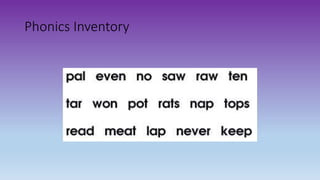 Phonics Inventory
 