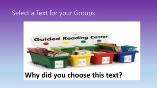 Select a Text for your Groups
Why did you choose this text?
 