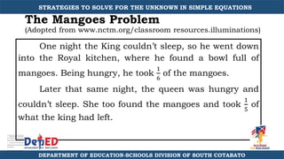 Using Different Strategies to Solve for the Unknown in Simple Equations ...