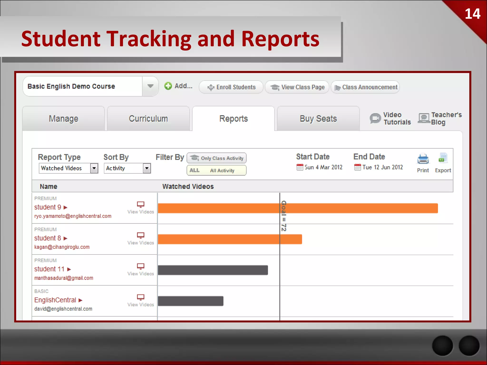 14

Student Tracking & Reports
 