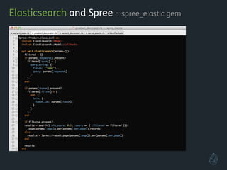 Elasticsearch and Spree - spree_elastic gem
 