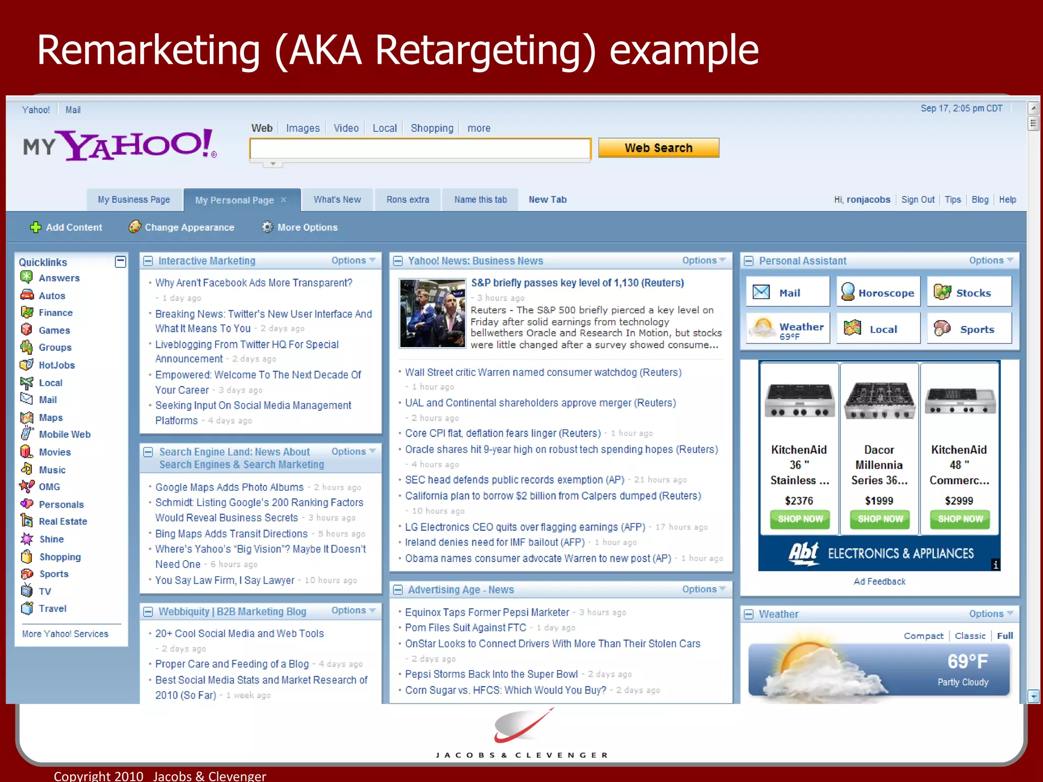 Remarketing (AKA Retargeting) example 