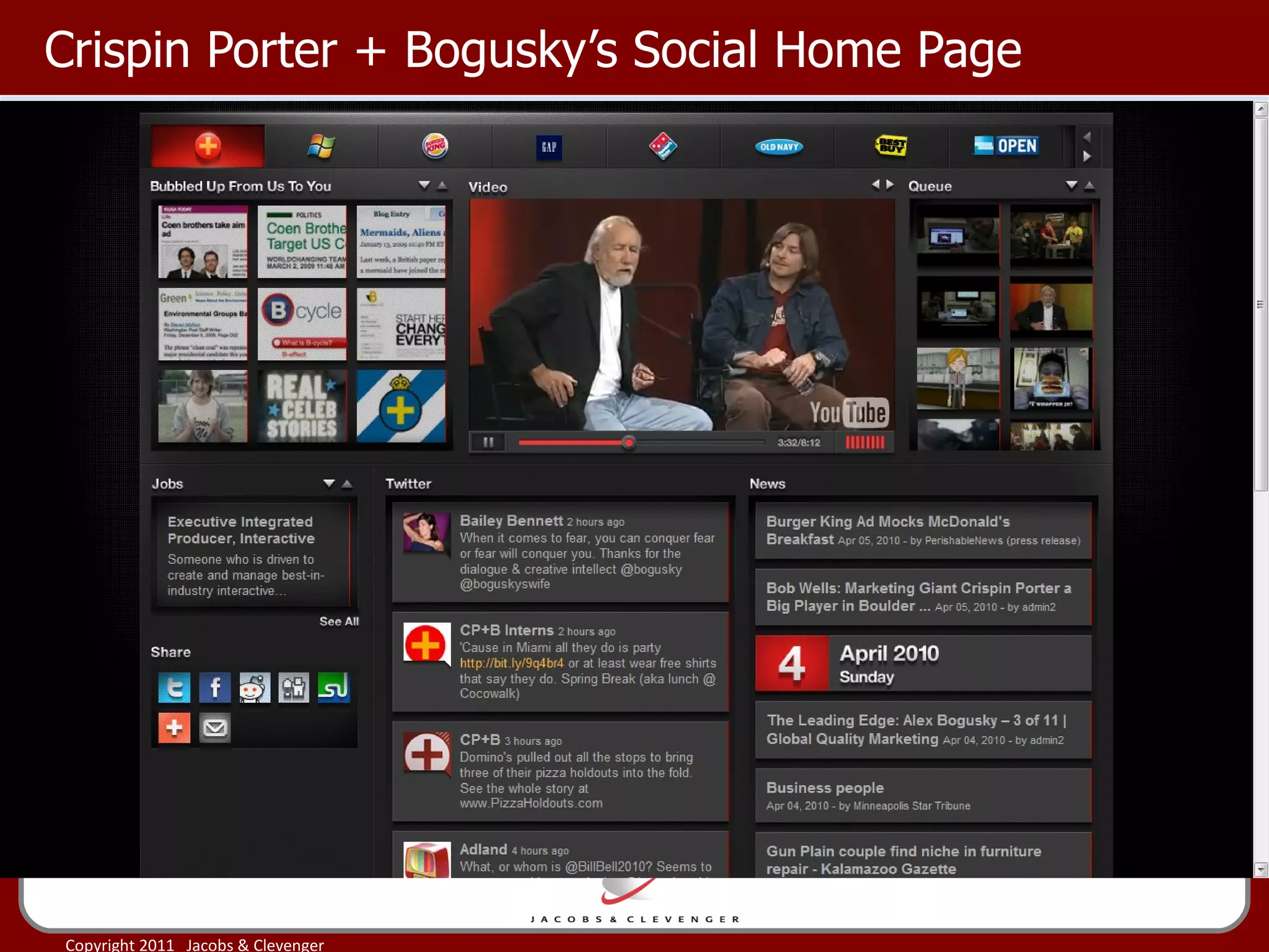 Crispin Porter + Bogusky’s Social Home Page 