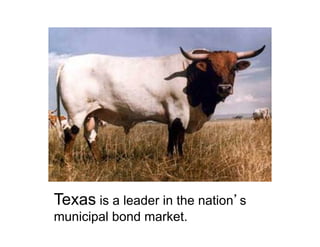 Texas is a leader in the nation’s
municipal bond market.
 