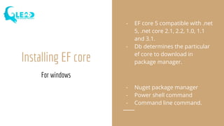 Using entity framework core in .net