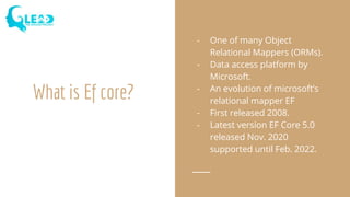 Using entity framework core in .net