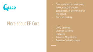 Using entity framework core in .net