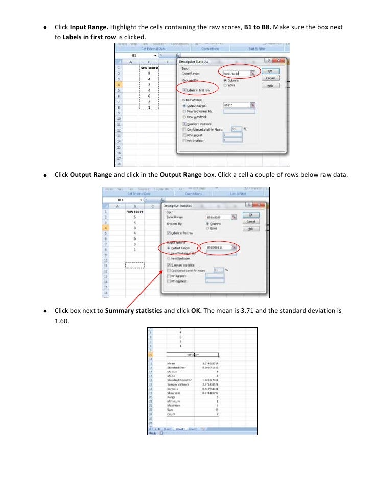 Using Excel To Convert Raw Score To Z Score Using Excel To Convert Raw Score To Z Score