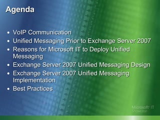 Using Exchange Server 2007 for Unified Messaging | PPT