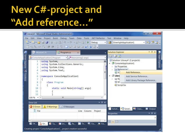 Using f# project from c# | PPTX | Programming Languages | Computing