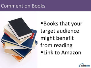 Comment on Books Books that your  target audience  might benefit  from reading Link to Amazon 