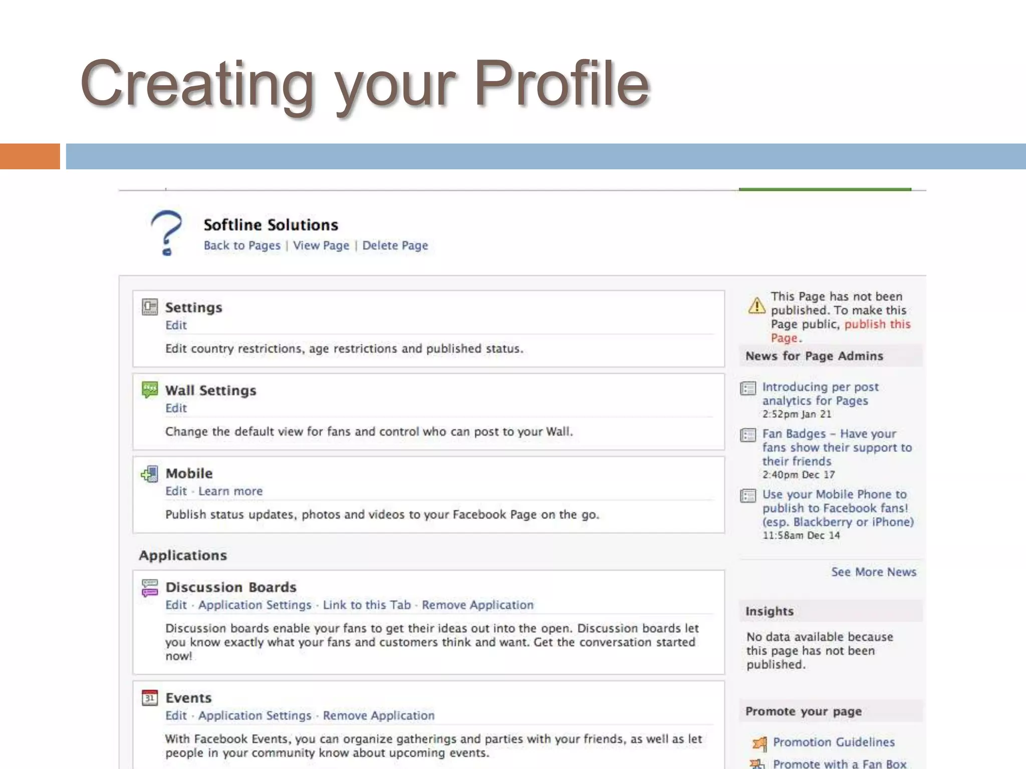 Creating your Profile